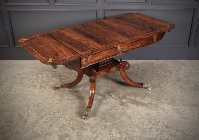 Exquisite Regency Rosewood Brass Inlaid Sofa Table - Image 7