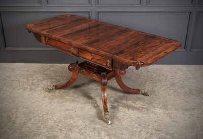 Exquisite Regency Rosewood Brass Inlaid Sofa Table - Image 8