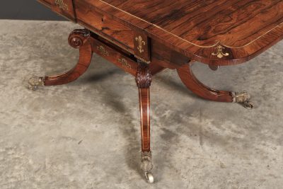 Exquisite Regency Rosewood Brass Inlaid Sofa Table - Image 9