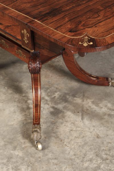 Exquisite Regency Rosewood Brass Inlaid Sofa Table - Image 10