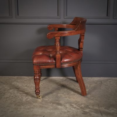 Victorian Mahogany & Leather Library Desk Chair - Image 7