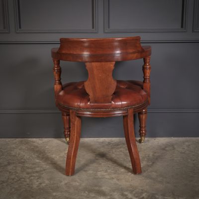 Victorian Mahogany & Leather Library Desk Chair - Image 8