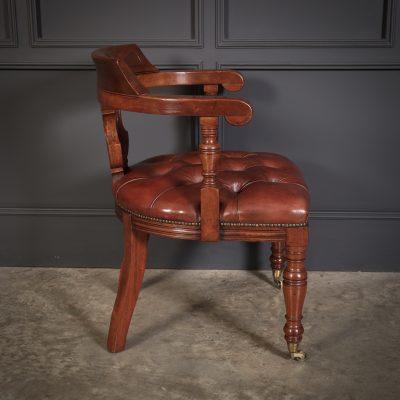 Victorian Mahogany & Leather Library Desk Chair - Image 9