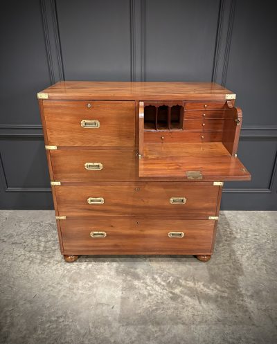 Victorian Mahogany Military Campaign Secretaire Chest - Image 2