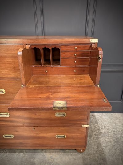 Victorian Mahogany Military Campaign Secretaire Chest - Image 3