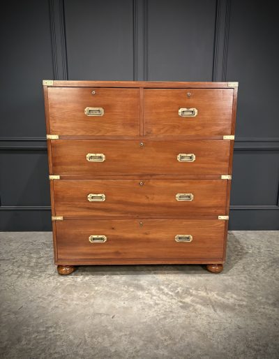 Victorian Mahogany Military Campaign Secretaire Chest - Image 4