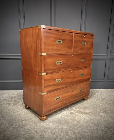 Victorian Mahogany Military Campaign Secretaire Chest - Image 5