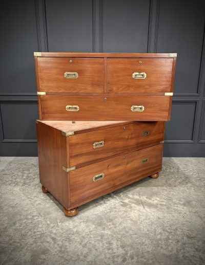 Victorian Mahogany Military Campaign Secretaire Chest - Image 7