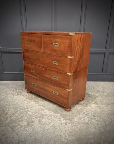 Victorian Mahogany Military Campaign Secretaire Chest - Image 8
