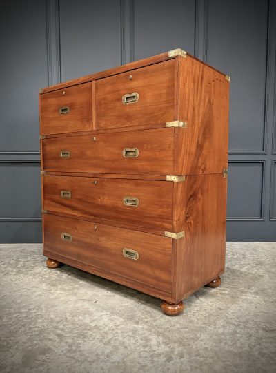 Victorian Mahogany Military Campaign Secretaire Chest - Image 9