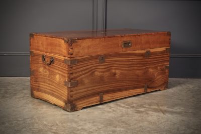 Antique Military Campaign Camphor Wood Trunk - Image 2