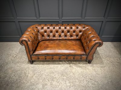 Victorian Buttoned Leather Drop-Arm Chesterfield Sofa - Image 12