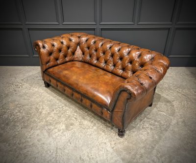 Victorian Buttoned Leather Drop-Arm Chesterfield Sofa - Image 13