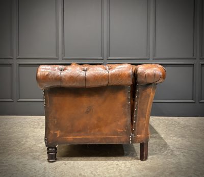 Victorian Buttoned Leather Drop-Arm Chesterfield Sofa - Image 9