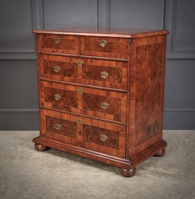 William & Mary Oyster Veneered Chest of Drawers - Image 11