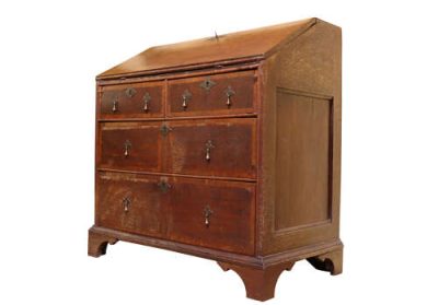 A Fine 18th Century Crossbanded Oak Bureau with Stepped Interior & Secret Drawers - Image 4