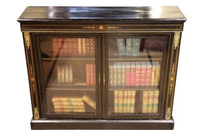 A Fine Victorian Ormolu-Mounted, Inlaid, Ebonised Two-Door Pier Cabinet - Image 2