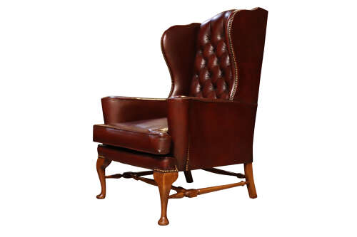 A Vintage Burgundy Leather Wingback Armchair, circa 1960s - Image 2