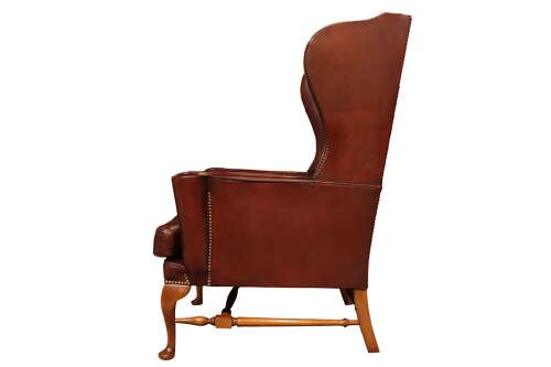 A Vintage Burgundy Leather Wingback Armchair, circa 1960s - Image 4