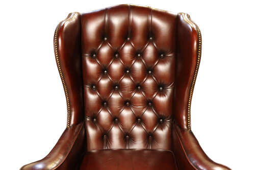 A Vintage Burgundy Leather Wingback Armchair, circa 1960s - Image 5