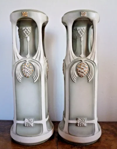 Pair of Antique Austrian Secessionist Vases - Robert Hanke Royal Wettina No 738 - Image 7