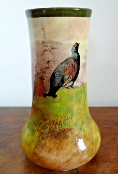 Vintage Royal Doulton Game Birds Black Grouse Vase c 1937 - Image 11