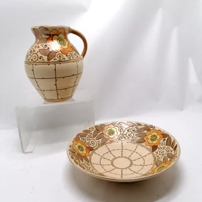 Charlotte Rhead Bursley Ware Art Deco Jug and Bowl - Image 11