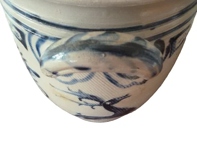 Large Antique 18th Century Westerwald Storage Jar Decorated with Bird and Deer - Image 13