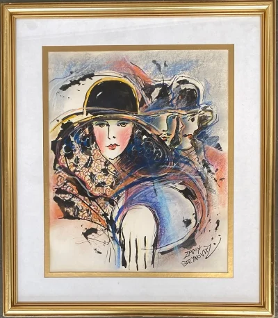 Zamy Steynovitz (1951-2000) Original Watercolour and Mixed Media Portrait - Image 14
