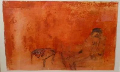 Nicole Bottet (b1942) Original French Mixed Media Painting of a Reclining Nude - Image 2