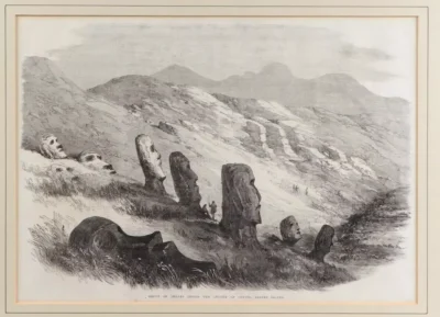 Rare Easter Island Moai Antique Print Otuiti Crater Published 1869 VGC - Image 2