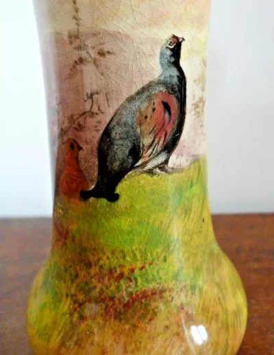 Vintage Royal Doulton Game Birds Black Grouse Vase c 1937 - Image 2