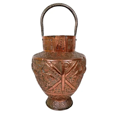 Large Antique Persian Qajar Dynasty Copper Water Carrier Jug - Image 2