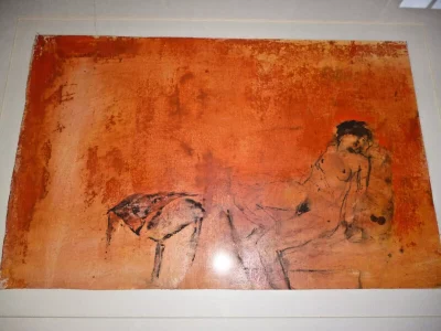 Nicole Bottet (b1942) Original French Mixed Media Painting of a Reclining Nude - Image 3