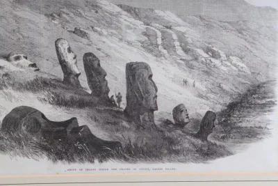 Rare Easter Island Moai Antique Print Otuiti Crater Published 1869 VGC - Image 3