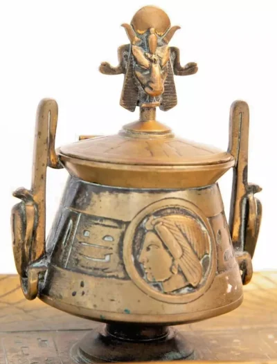 Antique Grand Tour Egyptian Revival Desk Stand and Inkwell - Image 4