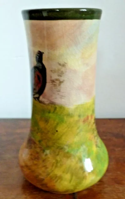 Vintage Royal Doulton Game Birds Black Grouse Vase c 1937 - Image 3
