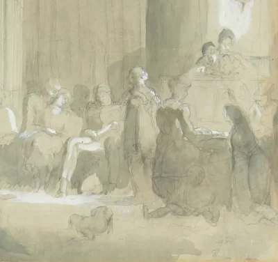 Rodney Joseph Burn RA (1899-1984) - THE REHEARSAL - Prize Winning Wash Drawing - Image 4