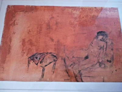 Nicole Bottet (b1942) Original French Mixed Media Painting of a Reclining Nude - Image 5