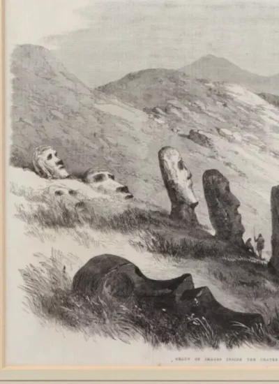 Rare Easter Island Moai Antique Print Otuiti Crater Published 1869 VGC - Image 4