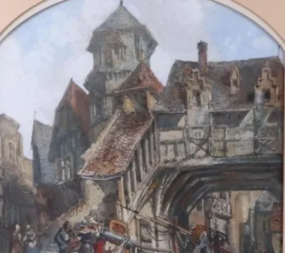 Henry Valter (fl 1854-1897) Dutch Harbour Scene Antique Watercolour - Image 5