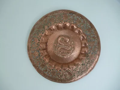 Large Antique Chinese Dragon Wall Hanging Copper Charger - 43 cm Diameter - Image 4