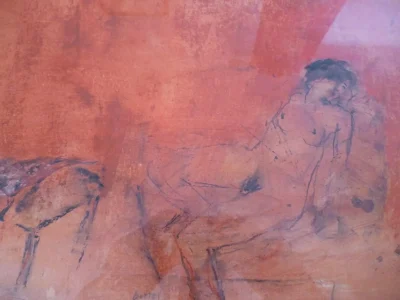 Nicole Bottet (b1942) Original French Mixed Media Painting of a Reclining Nude - Image 6