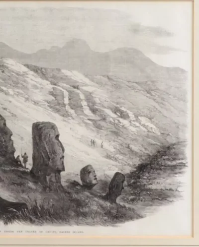 Rare Easter Island Moai Antique Print Otuiti Crater Published 1869 VGC - Image 5