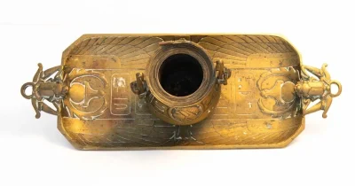 Antique Grand Tour Egyptian Revival Desk Stand and Inkwell - Image 6