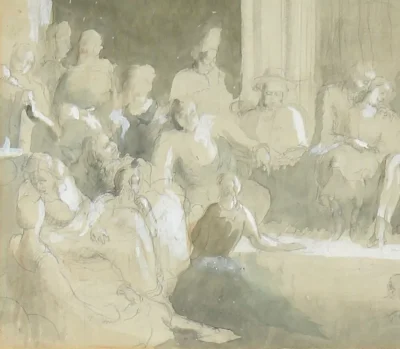 Rodney Joseph Burn RA (1899-1984) - THE REHEARSAL - Prize Winning Wash Drawing - Image 6