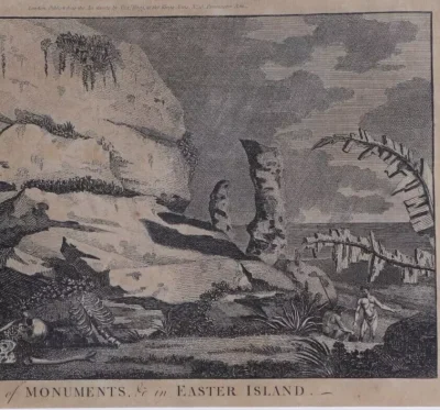 Rare Easter Island Moai Antique Print from Captain Cook's Voyage, Hodges c 1784 - Image 6