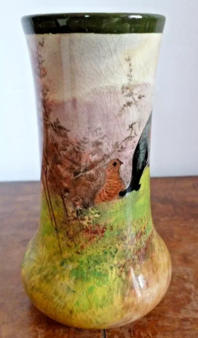 Vintage Royal Doulton Game Birds Black Grouse Vase c 1937 - Image 6
