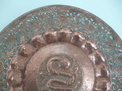 Large Antique Chinese Dragon Wall Hanging Copper Charger - 43 cm Diameter - Image 6