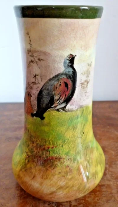 Vintage Royal Doulton Game Birds Black Grouse Vase c 1937 - Image 7